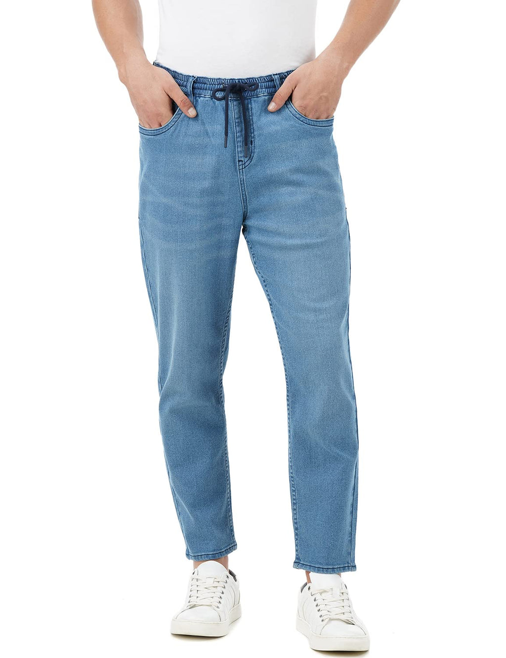 INKD Mens Stretchable Mid Rise Jogger Jeans (Denim Divine, 30)