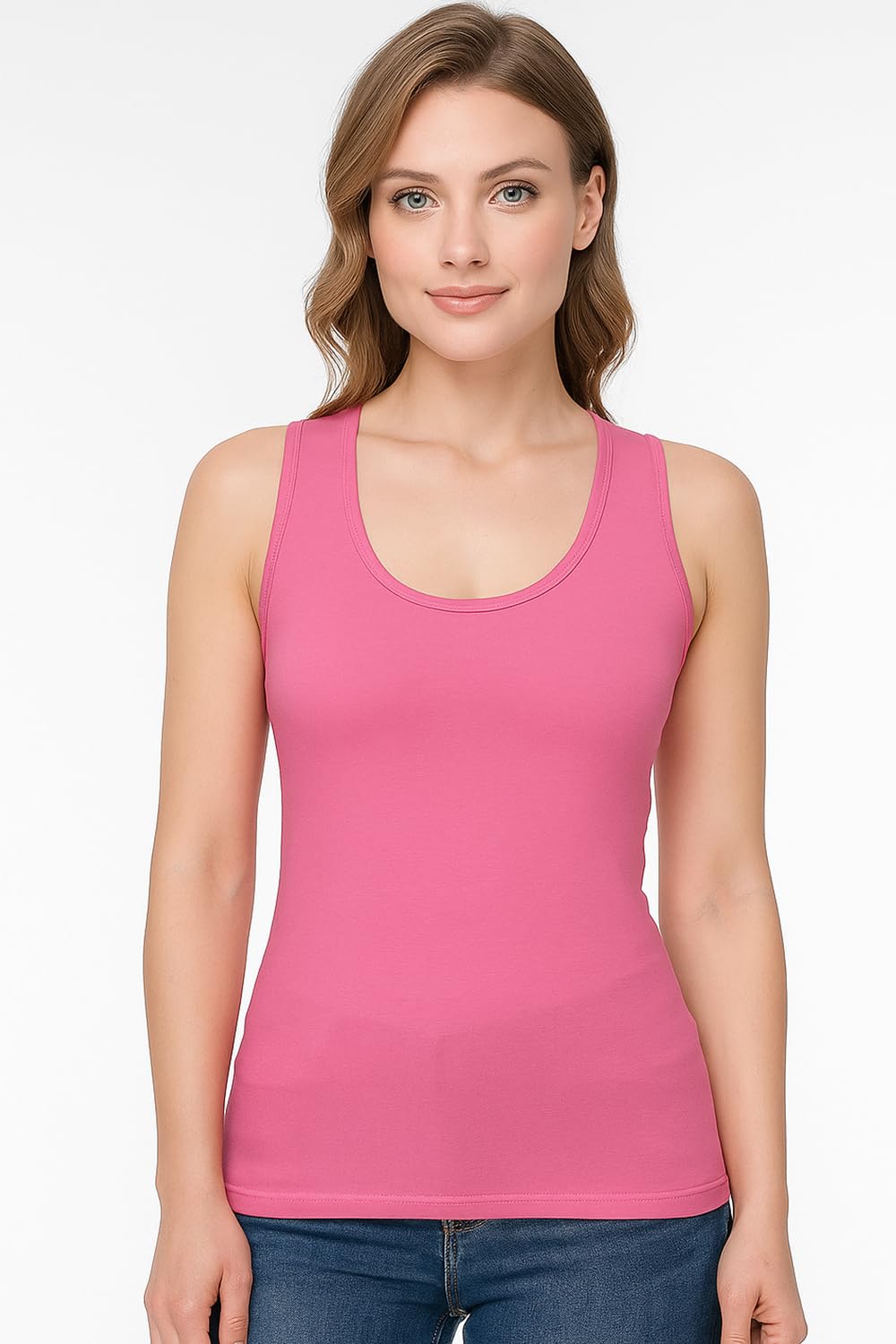 Sona WomenS Sando Style Cotton Tank Top Camisole (8009_Pink_Xxl) Pack Of 1 2