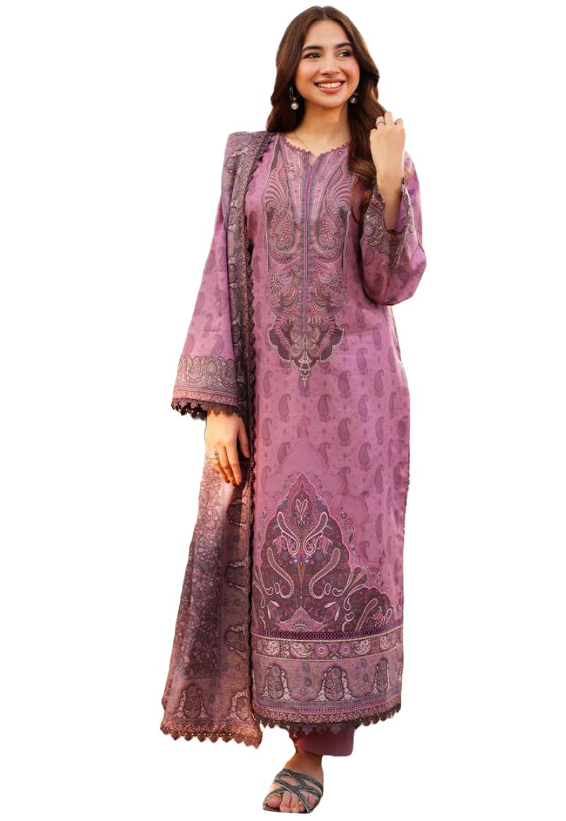 ANNI DESIGNER Womens Rayon Viscose Printed Straight Kurta with Pant & Dupatta (Pyaza Pink_XL_Pink_X-Large)