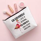 Grandma Gift, Mother's Day Gift for Grandma Mom, Flamingo Gift for Flamingo Lovers, Zipper Makeup Bag, Grammingo Like A Normal G