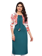 Sanisa Women'S Crepe Regular Fit Kurta With Attached Jacket (374Kn155-S_Rama_S)