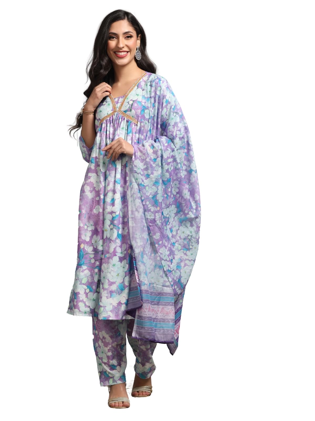 Om Sai Latest Creation Women Cotton Blend Fancy Kurta Set Regular Fit Printed (Oslc-K2738&P160&D99_Purple_2Xl)