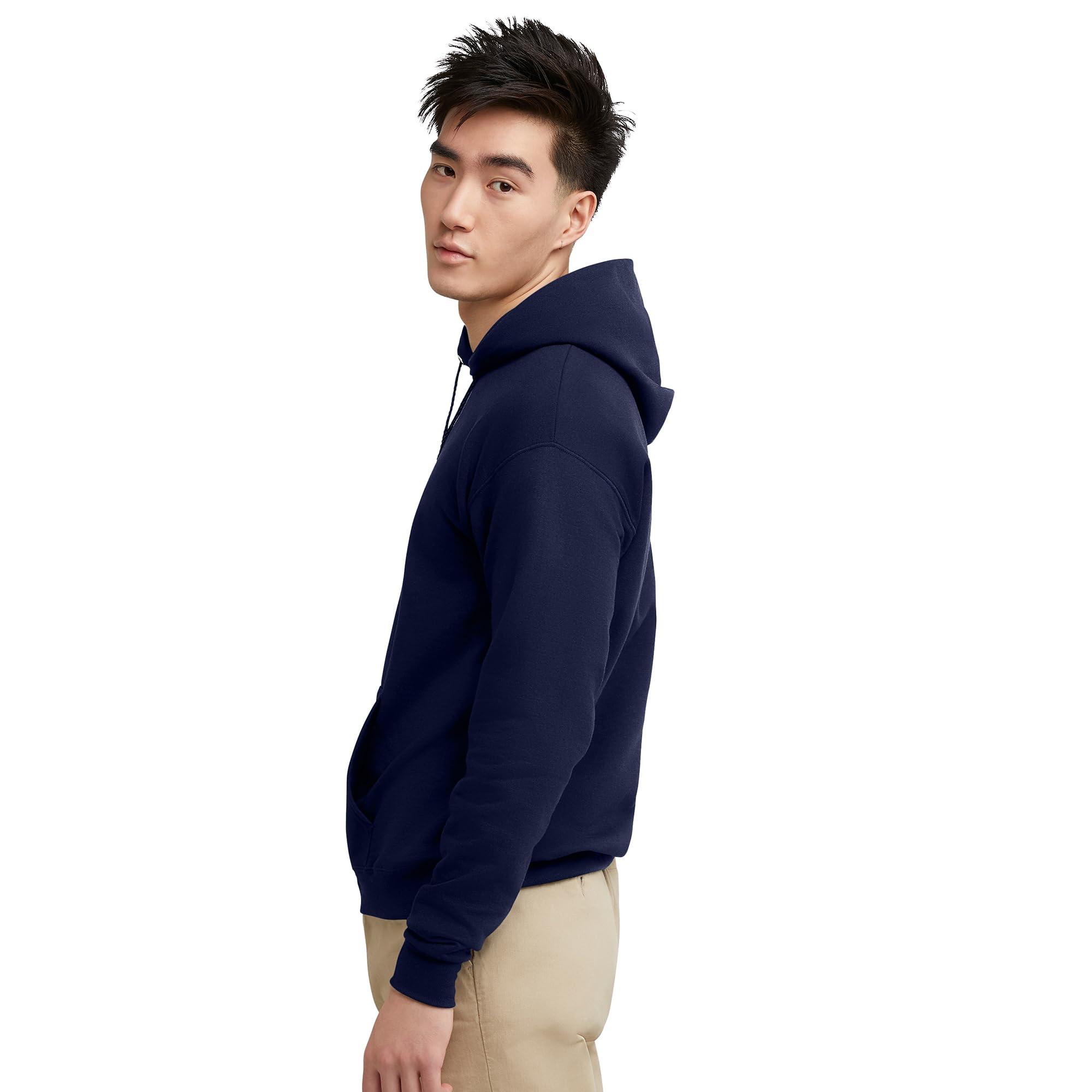 Hanes Men's Big and Tall Pullover EcoSmart Hooded Sweatshirt, Navy, 4X Large