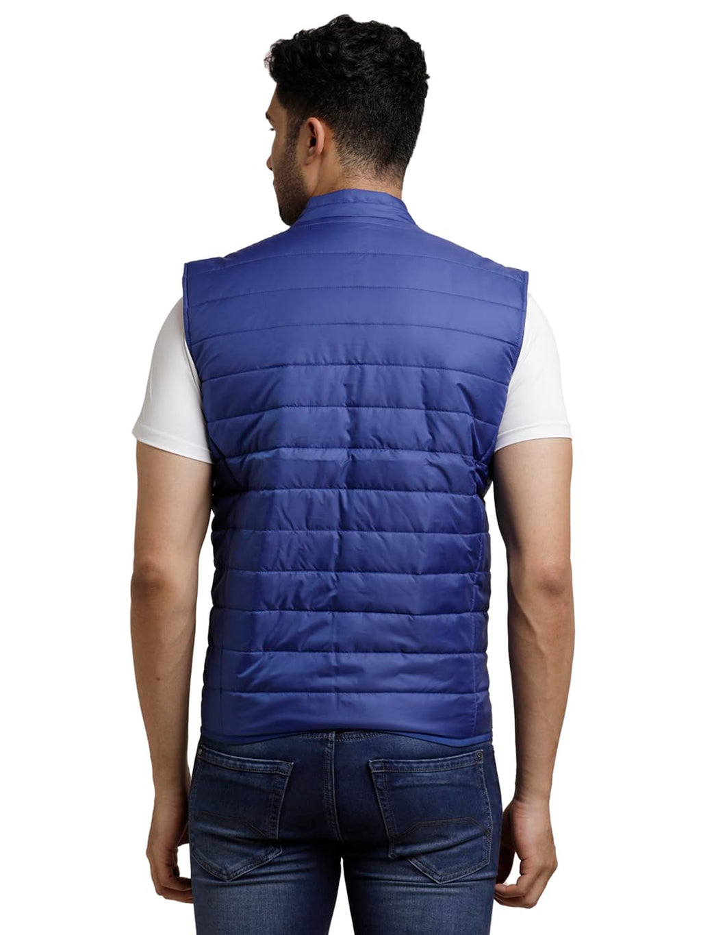 Turtle Men Nylon Solid Regular Fit Sleeveless Blue Windcheater Jacket