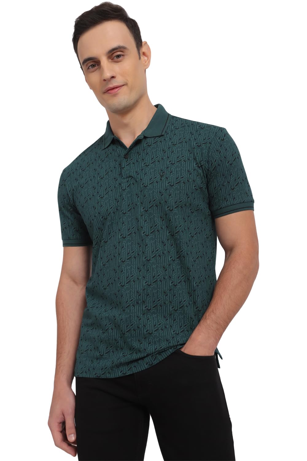 Allen Solly Men Regular Fit Printed Casual Cotton Half Sleeve Polo Shirt