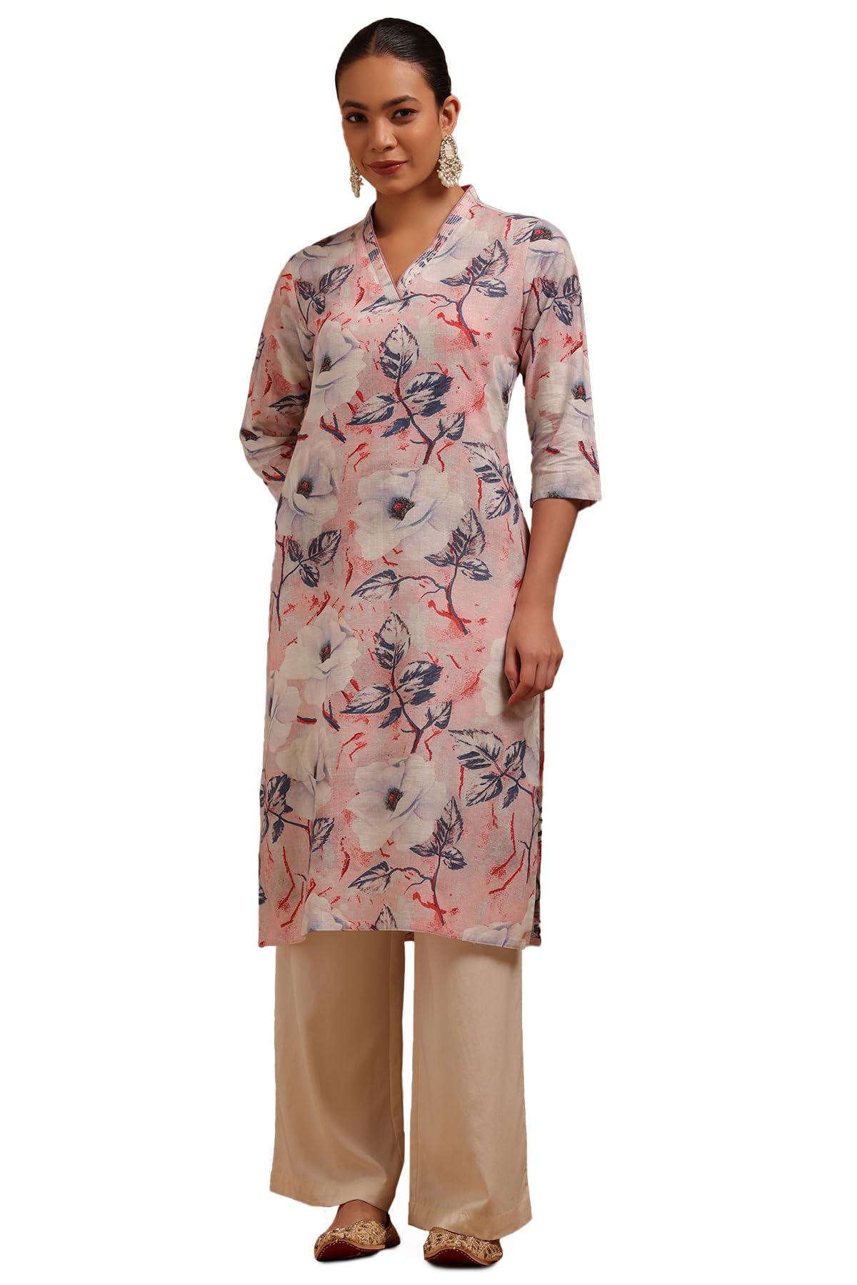 Soch Women Linen Blend Floral Print Kurta