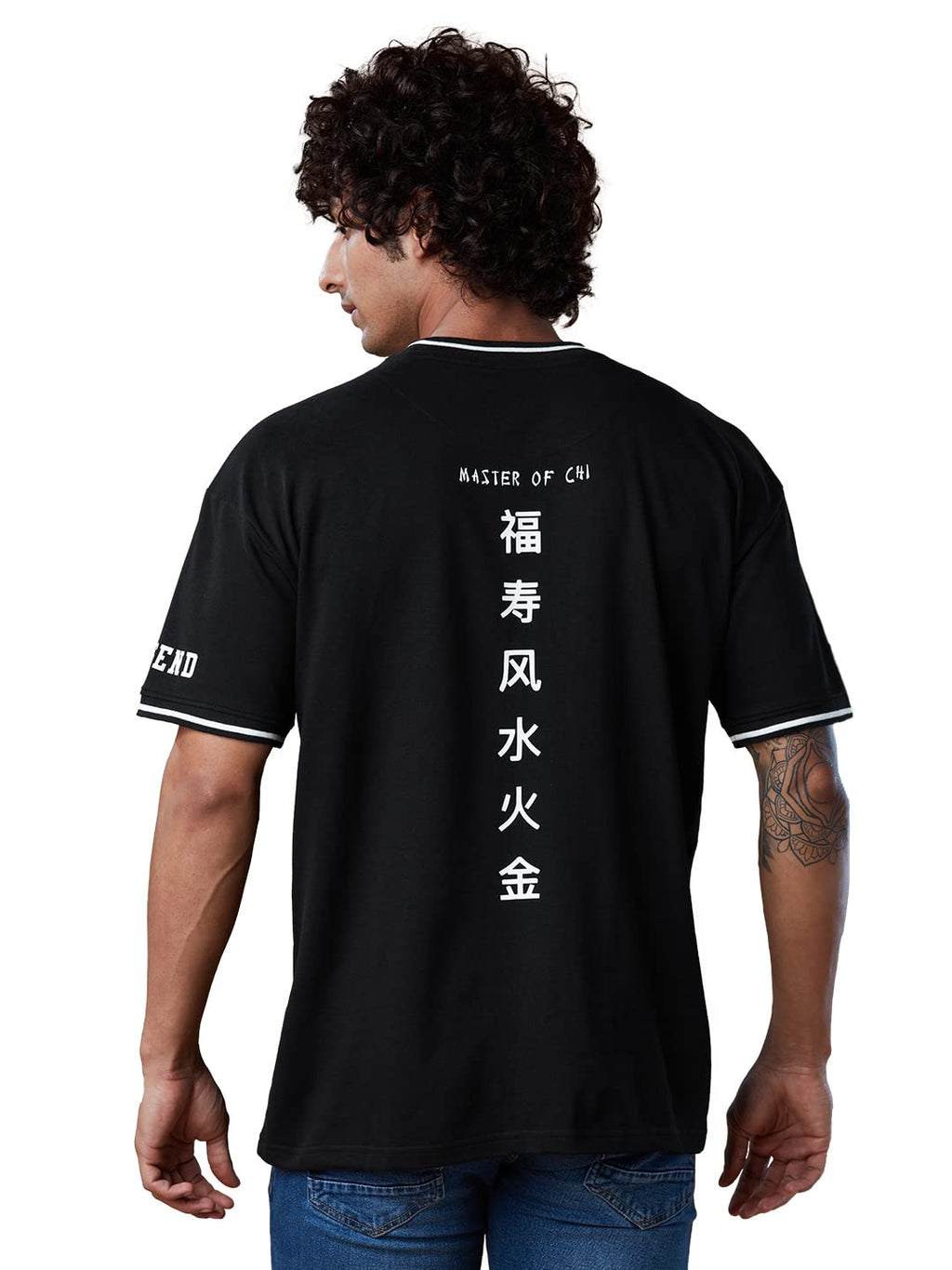 The Souled Store | Men Official Kung Fu Panda Master of Chi Round Neck Black Color | Printed Half Sleeve | 100% Cotton Oversized