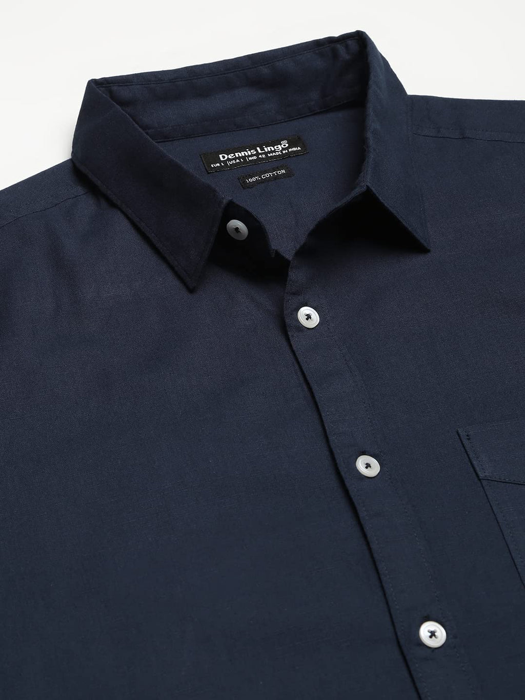 Dennis Lingo MenS Cotton Solid Slim Fit Casual Shirt With Pocket, Roll Up Full Sleeve Shirt For Formal & Casual Wear (C615_Navy