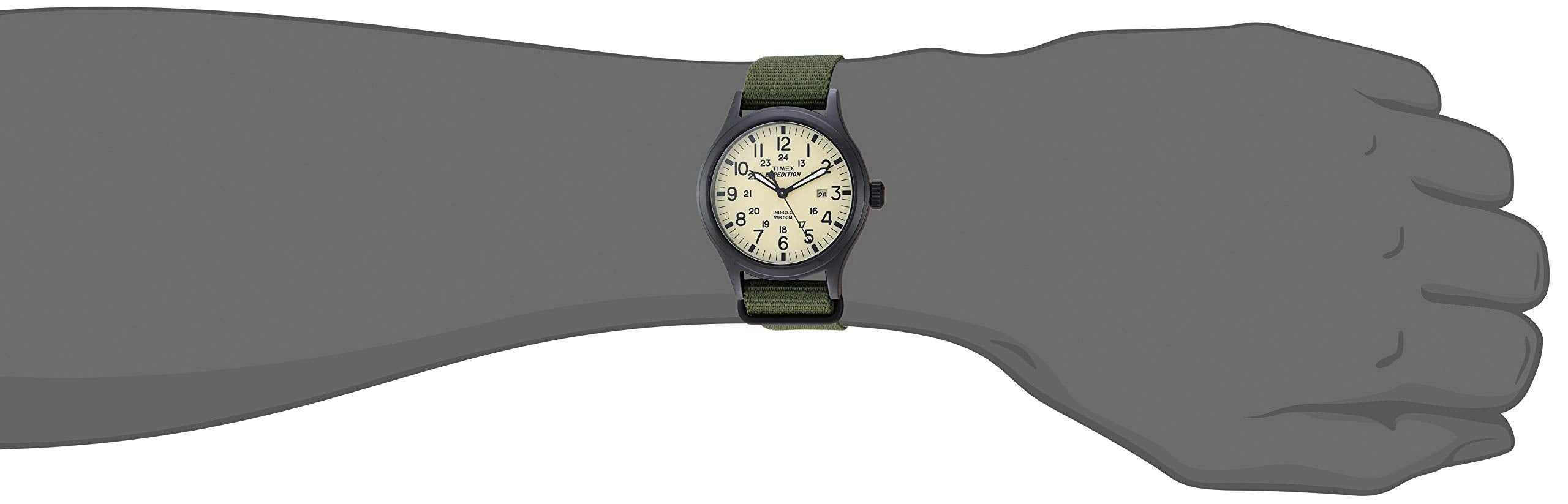 Timex Men's Expedition Scout 40mm Watch - Black Case Cream Dial with Green Fabric Strap