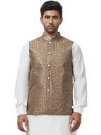 Jompers Mens Embroidered With Sequin Silk Blend Nehru Jacket