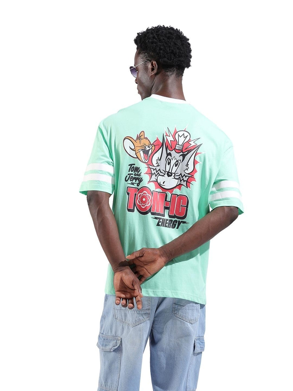 The Indian Garage Co Mens Warner Bros. Collection Oversized Tom & Jerry Crew Neck T-Shirt