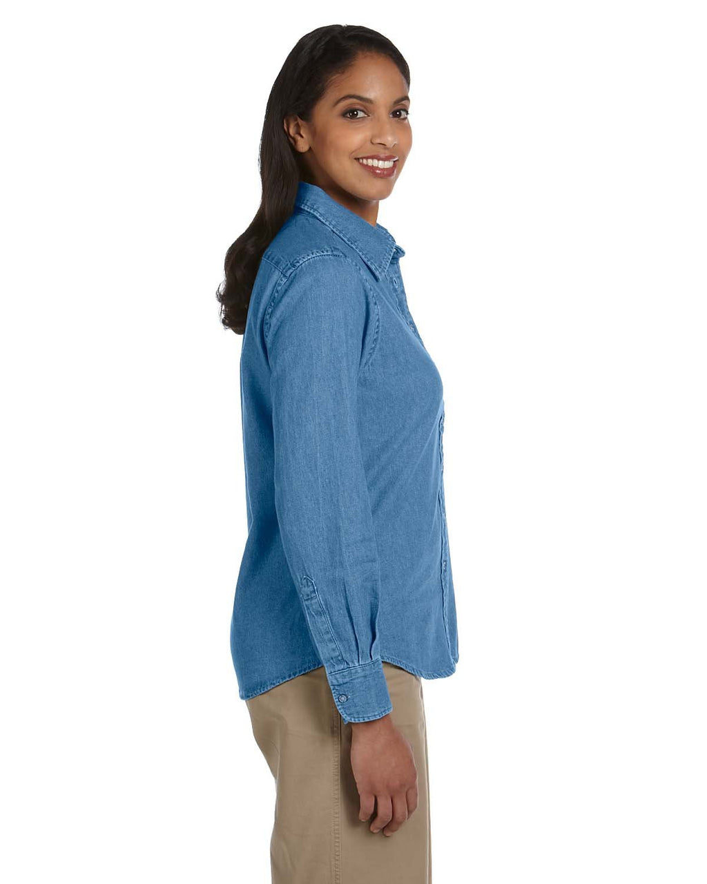 Ladies 65 oz Long-Sleeve Denim Shirt - DARK DENIM - S(D0102H7NV7T)