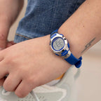 Armitron Sport Women's 45/7012BLU Silver-Tone Accented Digital Chronograph Blue Resin Strap Watch