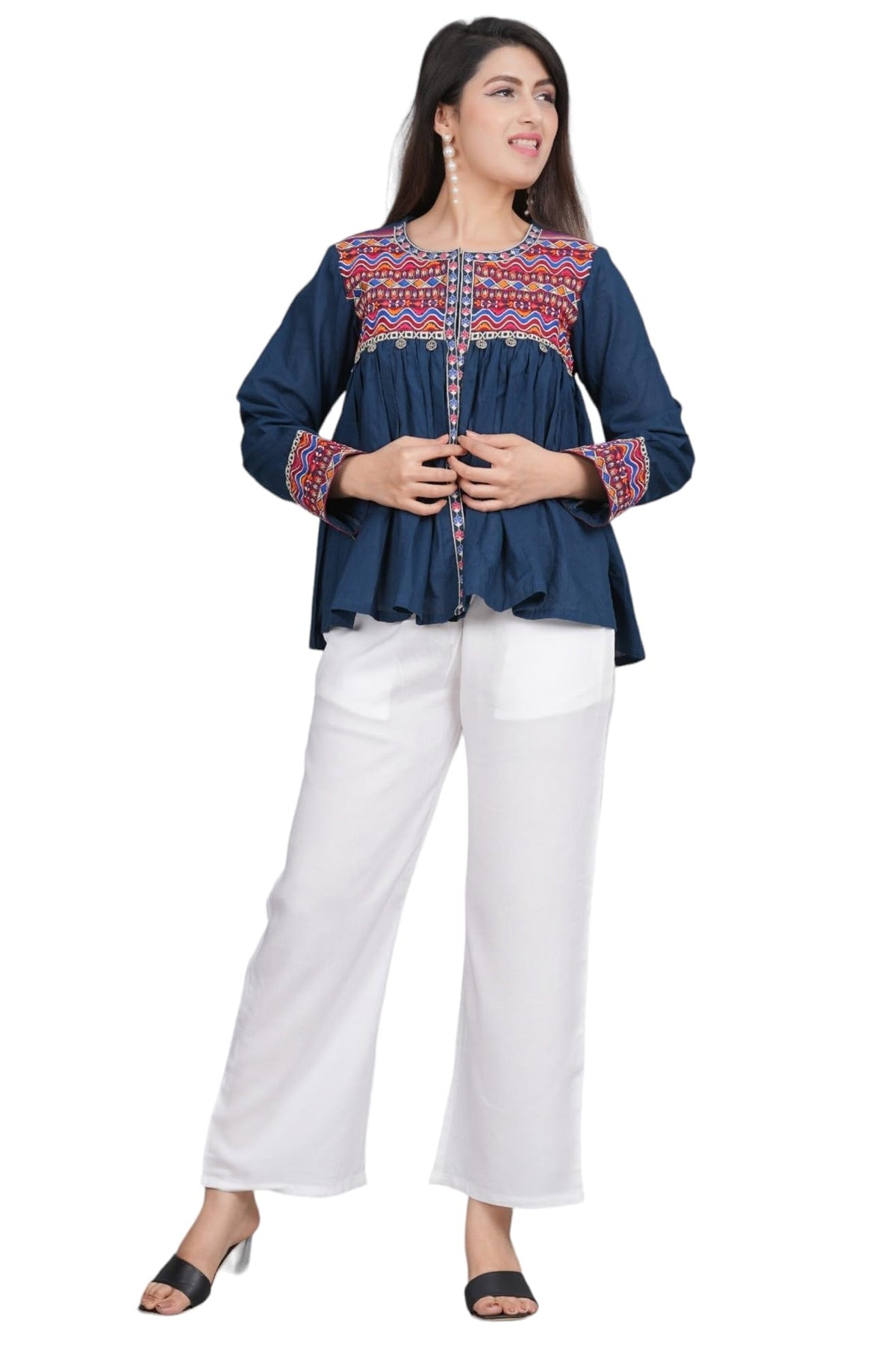 Prijam Womens Embroiderd Ethnic Shrug or Jacket RL94 and Special Embroidered Cotton Koti/Jacket/Waist Coat for Women 2