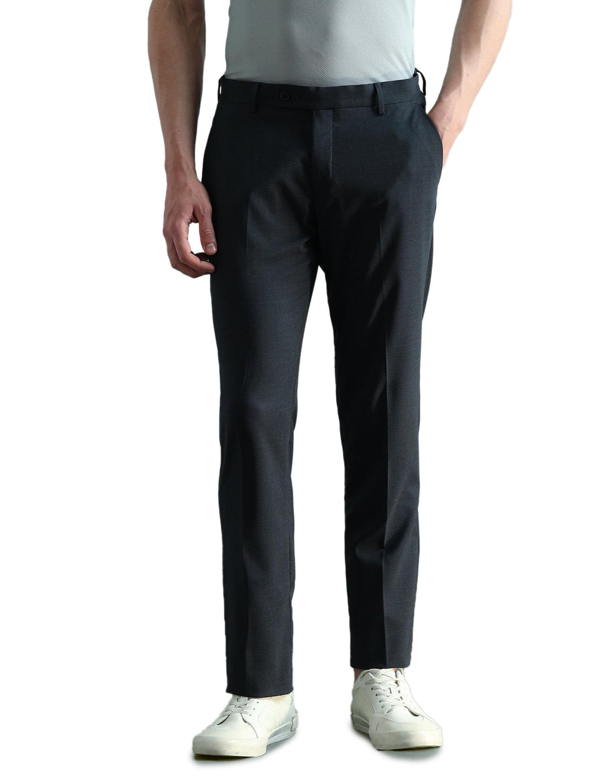 Arrow MenS Mid Rise Heathered Trousers (Araeotr2186_Navy_34) 34