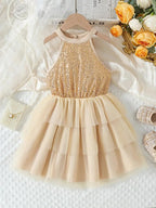 TAGAS Girls Princess Dress || Girls Frock || Birthday Dress Babygirls|| (KD-65) Golden