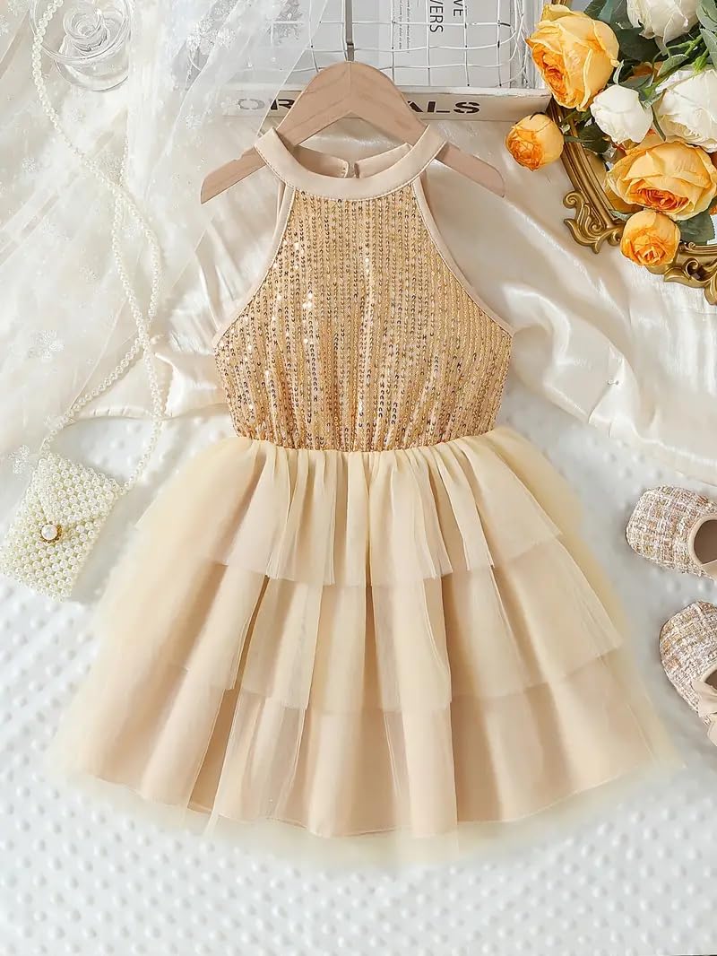 TAGAS Girls Princess Dress || Girls Frock || Birthday Dress Babygirls|| (KD-65) Golden