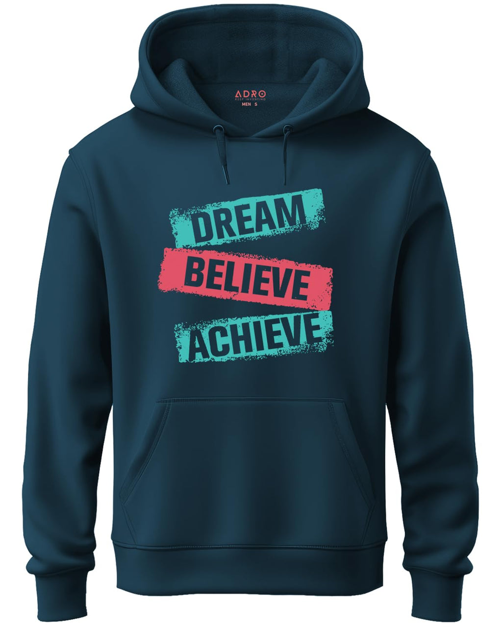 ADRO Men's Cotton Neck Hooded Sweatshirt (H20-M-DBA-SB_Teal_L)