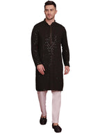Jompers Mens Chikankari Sequins Embroidered Kurta Pyjama Set