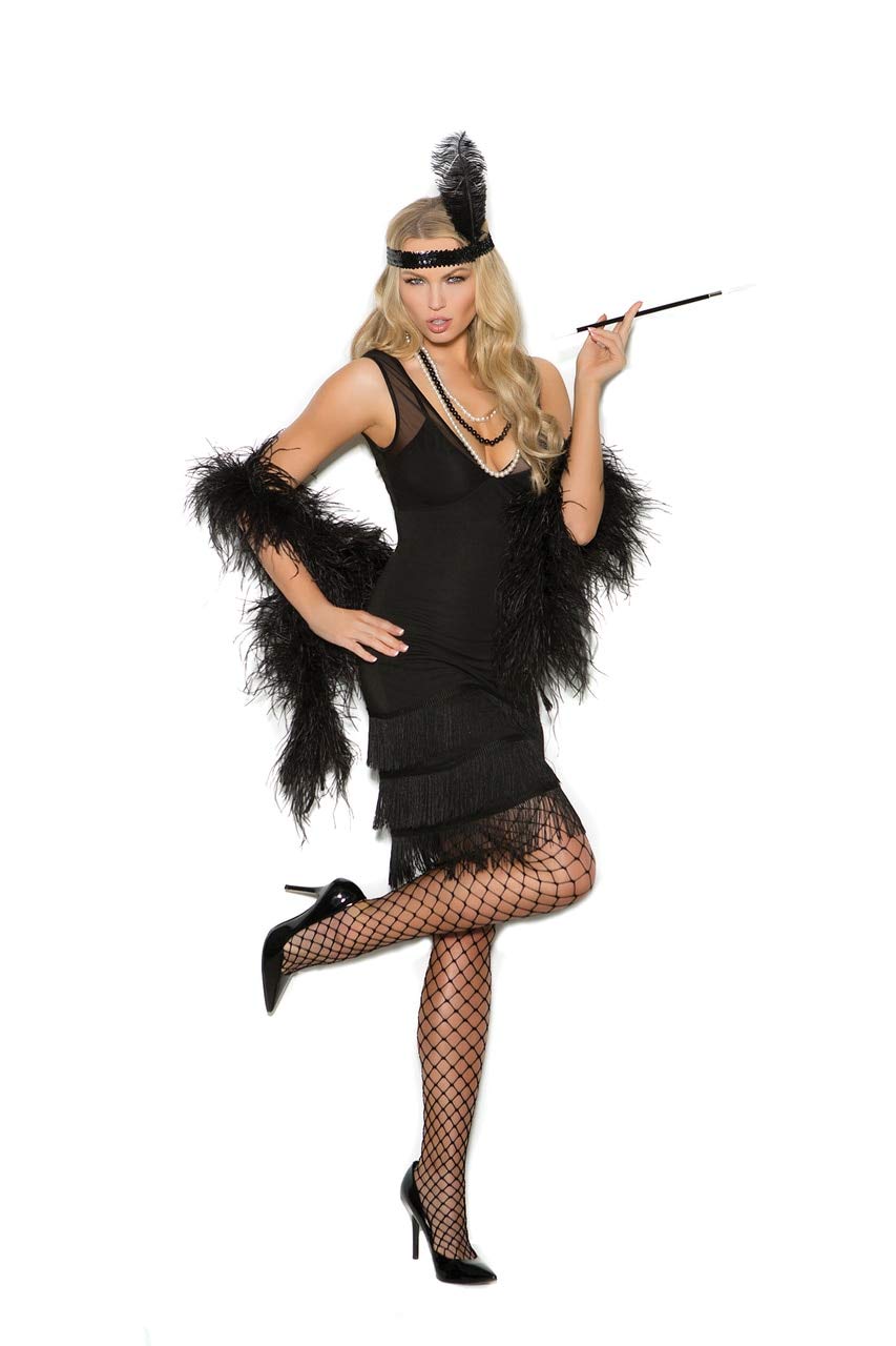 Elegant Moments Womens Classic 1920's Gatsby Flapper Halloween Roleplay Costume Small Black