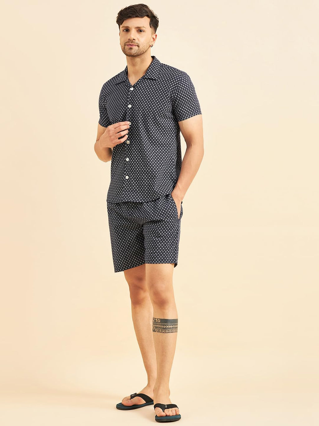 Sweet Dreams Men Prined Front Open Cords Set