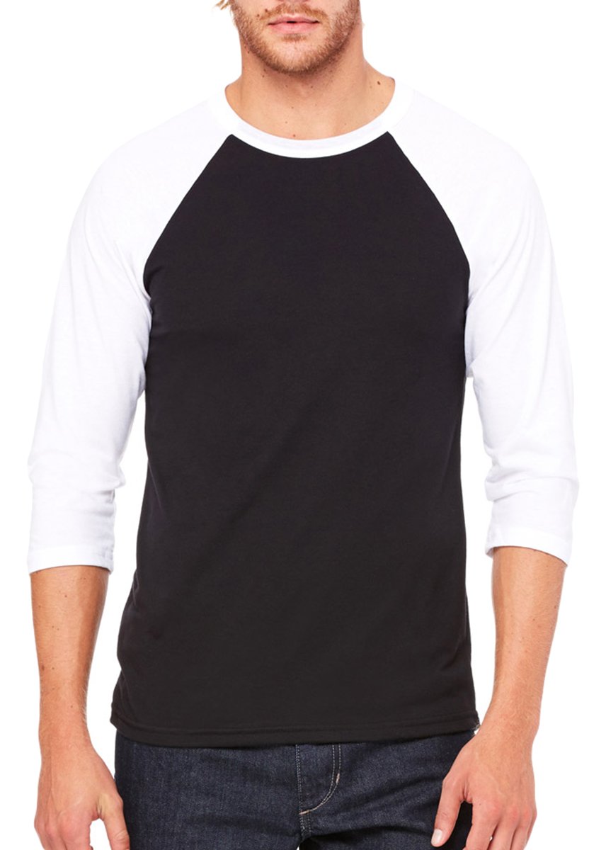 Unisex 34-Sleeve Baseball T-Shirt - gRY cHR BLK TRB - S(D0102H7WgU8)