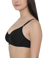 Clovia Womens Cotton Non Padded Wire Free Full Coverage Bra Black