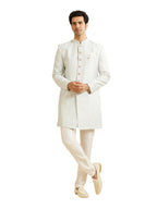 Manyavar MenS Art Silk Mandala Pattern Kurta Set (Warm White,S)