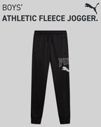 PUMA Boys' Jogger Pants - Soft Performance Fleece Athletic Jogger Sweatpants for Boys (8-20), Size 8, Black/White
