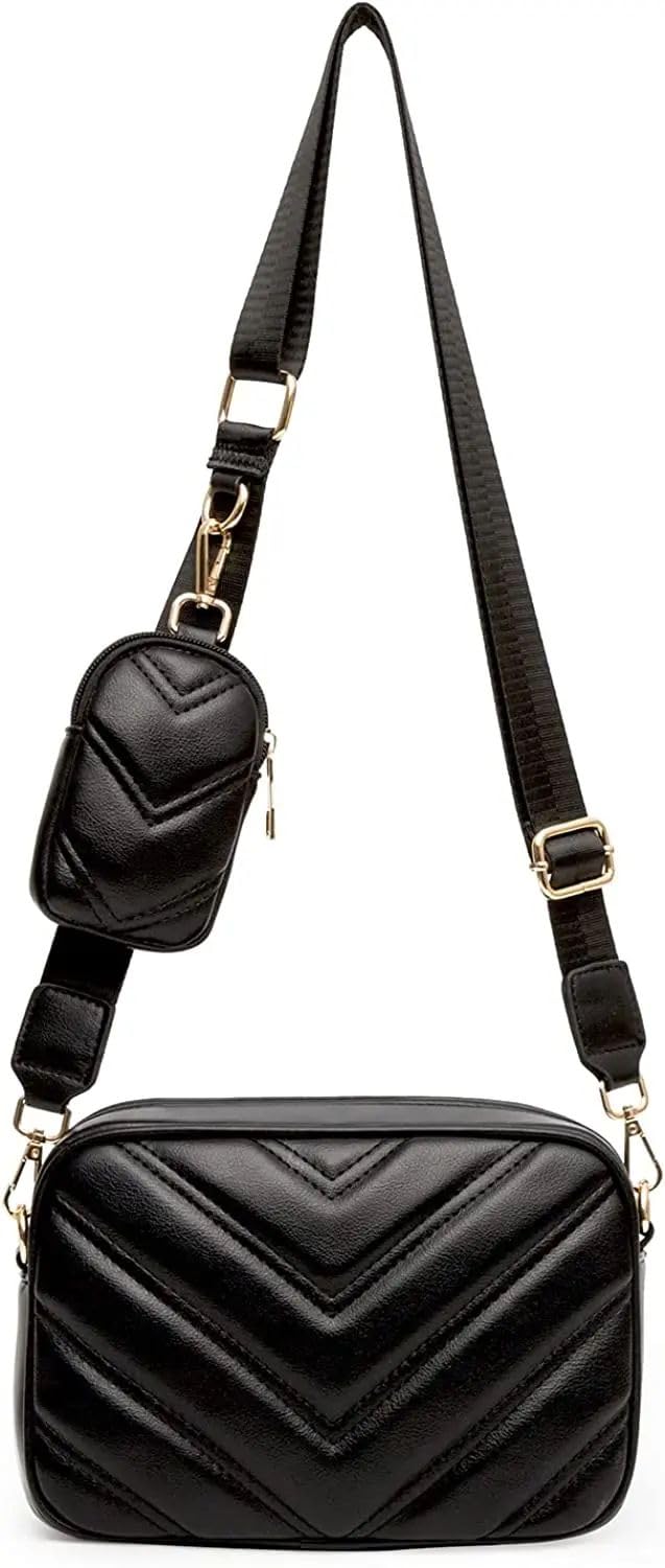 ADISA Womens Girls Cross Body Sling Bag with Pouch (SL5127_Black)