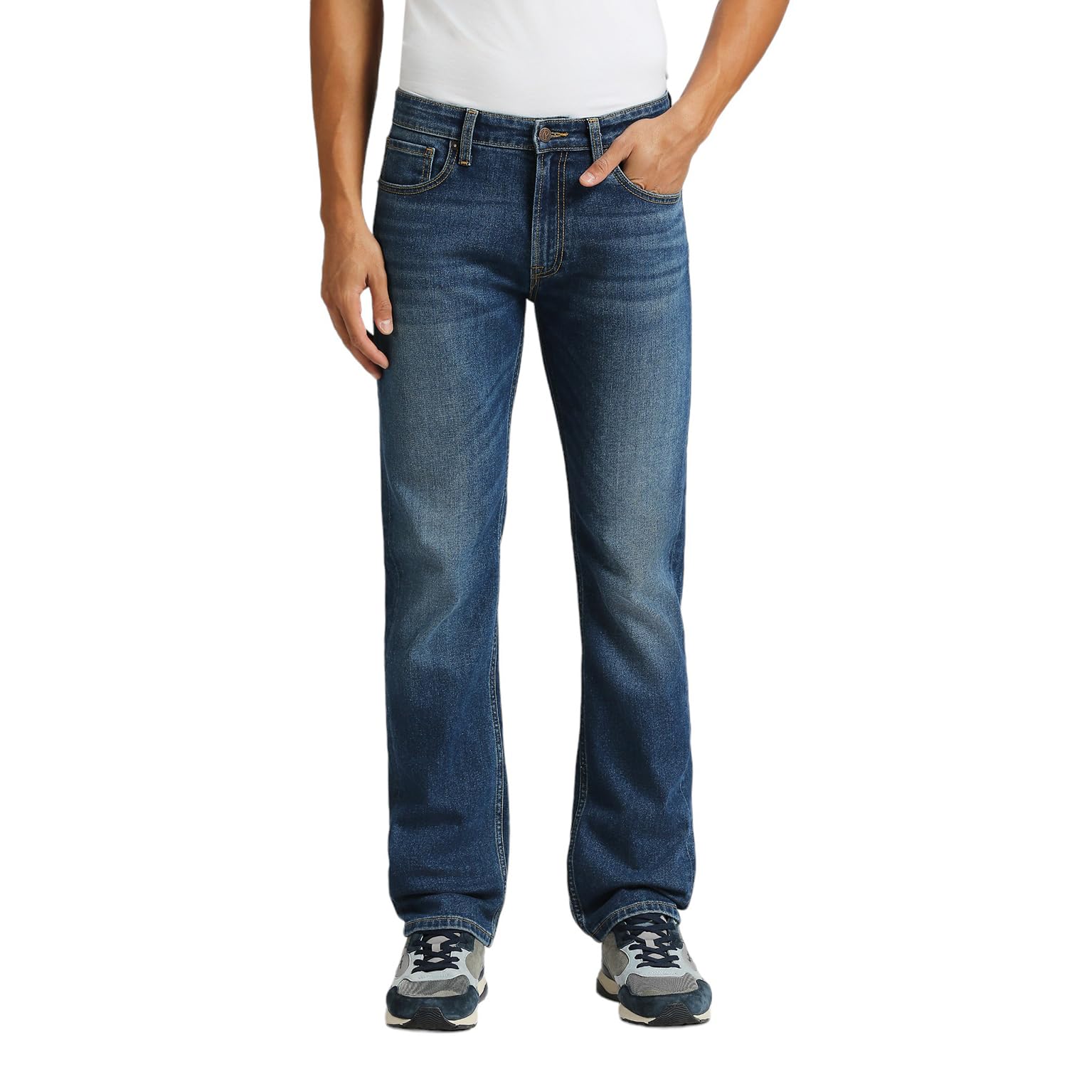 Pepe Jeans MenS Mid Rise Regular Jeans (Pm207800Q033_Dark Used_Mid Indigo Blue, 38)