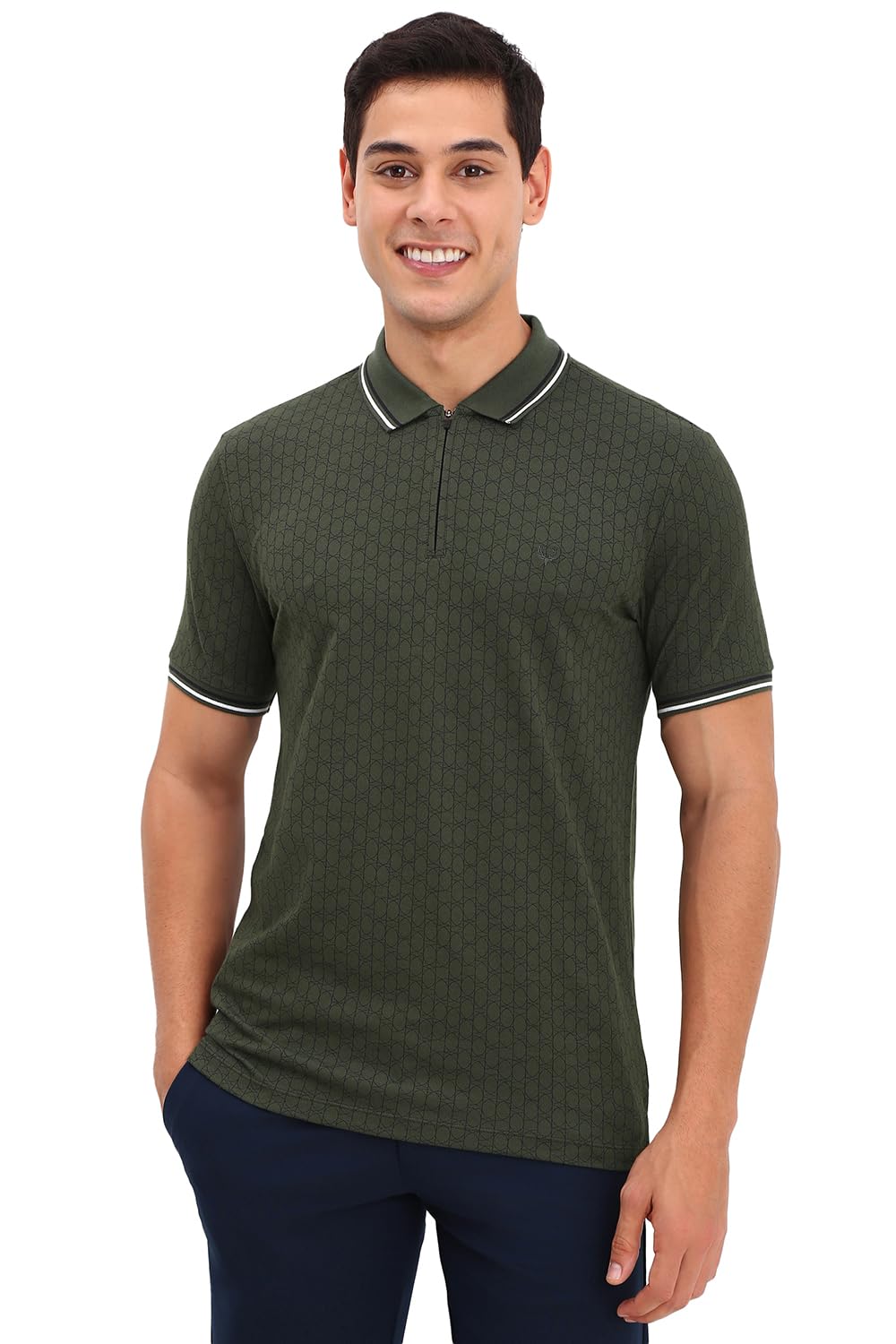 Allen Solly Men Regular Fit Printed Casual Short Sleeve Polo Shirt
