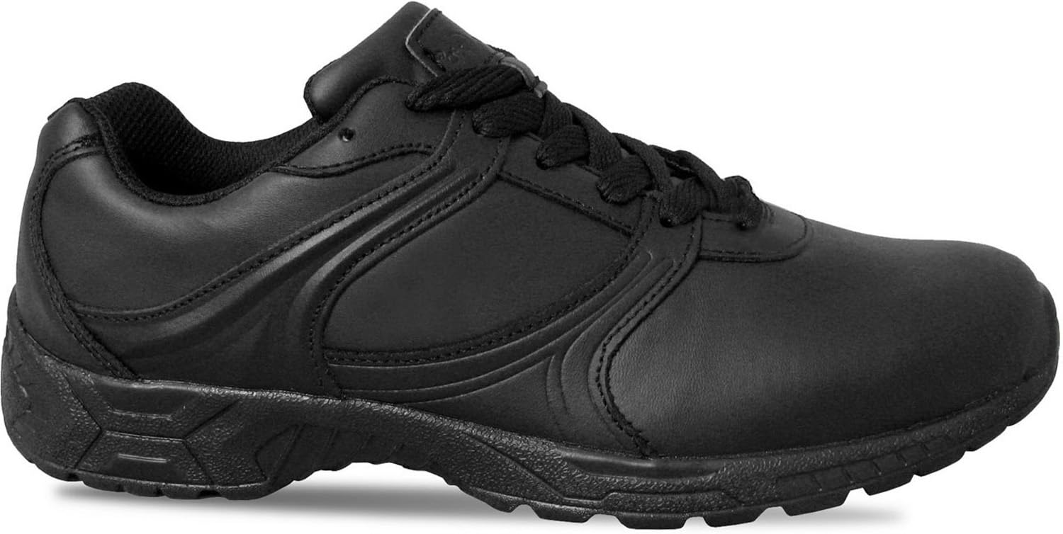 Genuine Grip 1030-9W Mens Slip-Resistant Leather Work Shoes  Black - Size 9 Wide