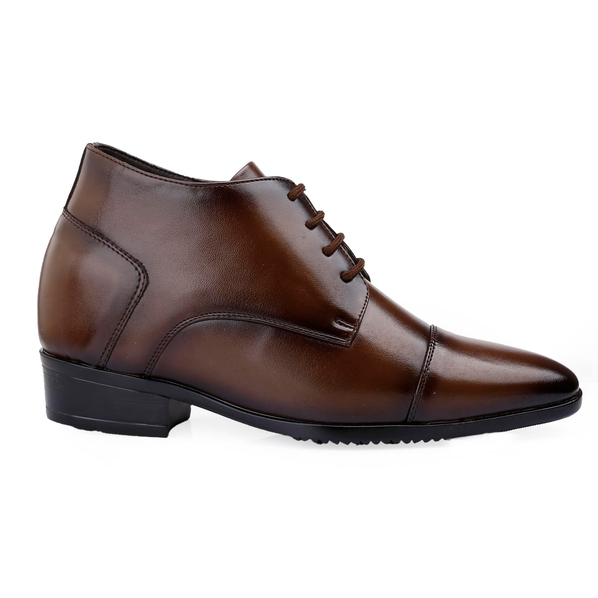BXXY Mens 9 CM Hidden Height Increasing Faux Leather Material, Brown Stylish Casual Formal Laceup Derby Boot. 7 UK 7