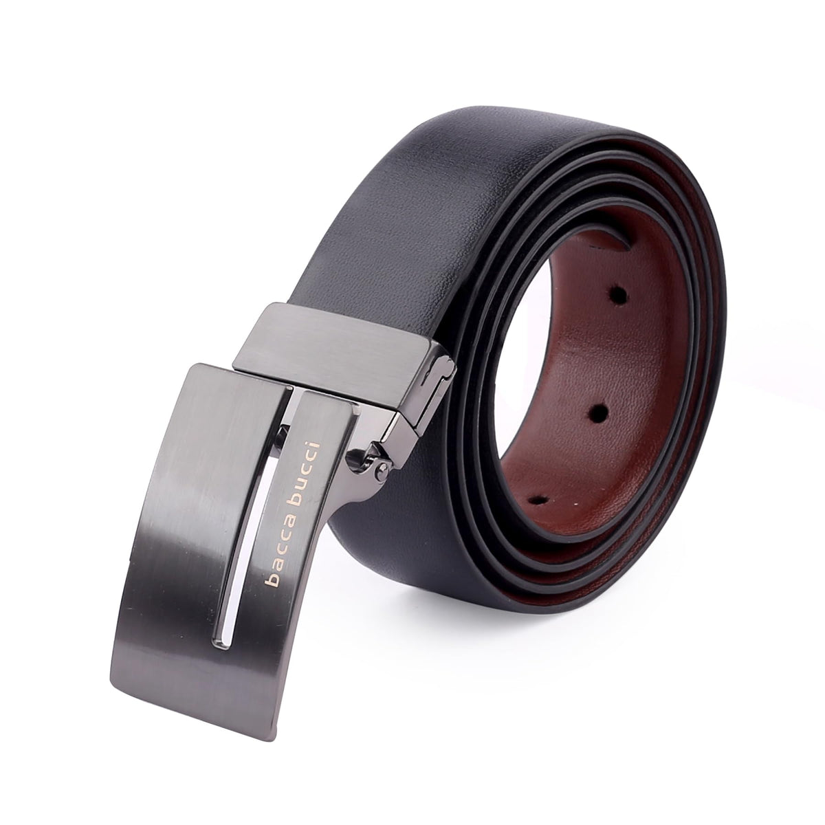 Bacca Bucci MenS Reversible Classic Dress Belt Italian Top Smooth Genuine Leather Black & Brown With Rotating Metal BuckleBlac 28-30