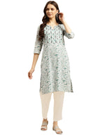Rangita Green Cotton Printed Straight Kurta With Pant | Kurta Set For Women_M