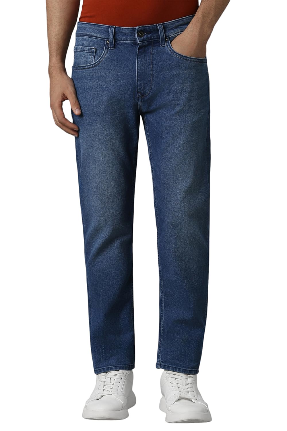 Louis Philippe Men Navy Mid Slim Tapered Fit Jeans