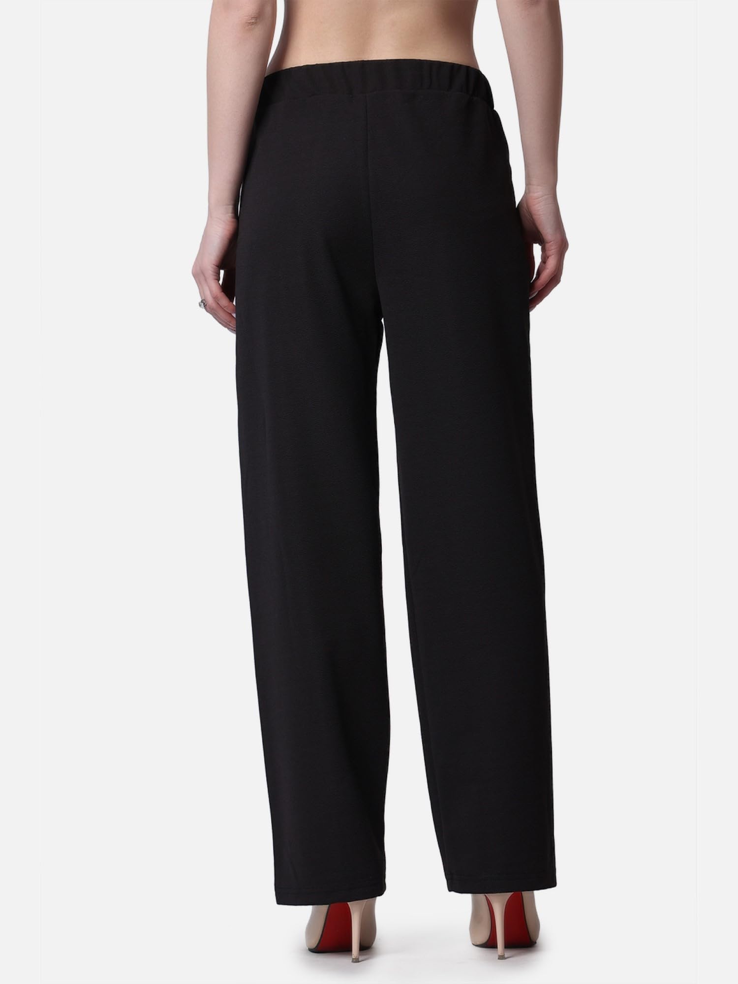 POPWINGS Casual Formal Regular Fit Solid Trousers for Women || Stylish Formal Trouser for Women with Pockets || Pull On Trouser