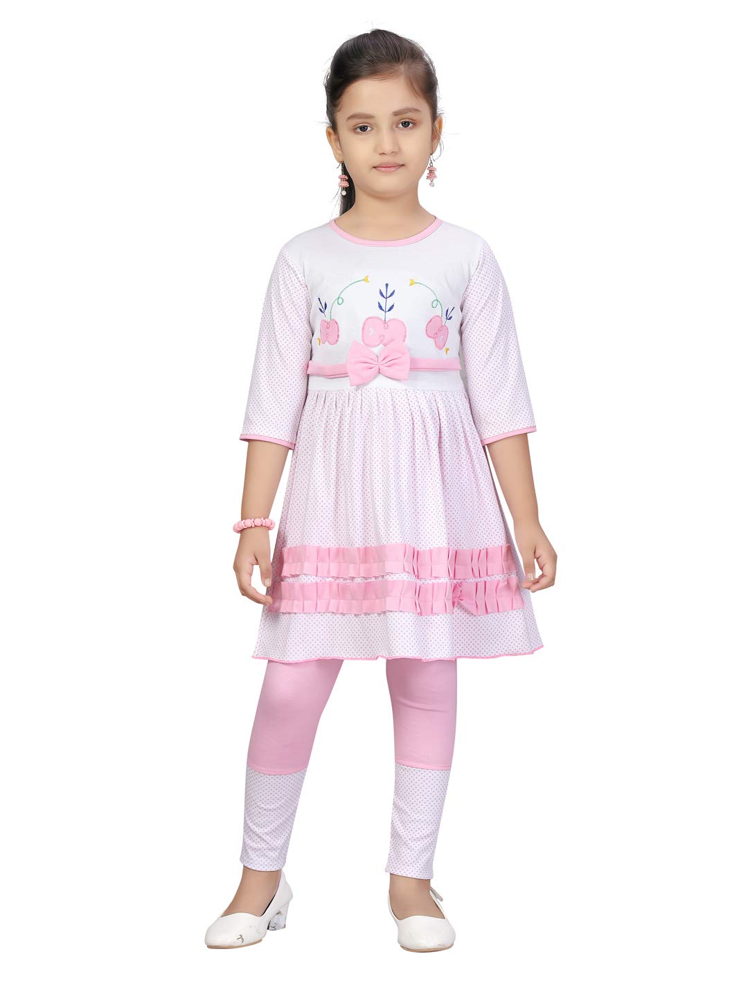 Aarika GirlS Cotton Top Pant Suit-Dress Set (Dr-Hb-158 Pink_24)