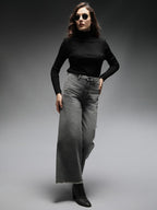 High Star Women Straight Fit High-Rise Clean Look Heavy Fade Stretchable Jeans