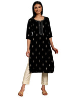 Libas WomenS Viscose Rayon Embroidered Straight Kurta (26830_Black