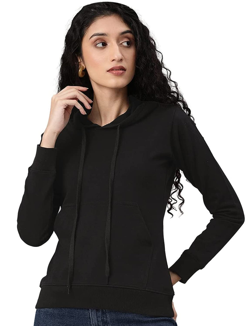 JUNEBERRY Women Sweatshirt with Hoodies, Cotton Blend Full Sleeves Jumper Women Winter Wear, Round Neck Regular Fit Long Sleeve