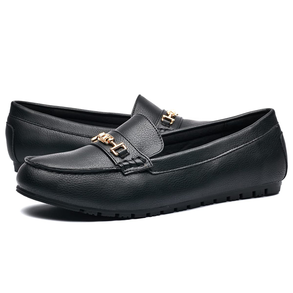 DeYashopin Women's Flats Shoes Leisure Slip On Comfort Boat Shoes PU(Black 10)