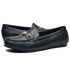 DeYashopin Women's Flats Shoes Leisure Slip On Comfort Boat Shoes PU(Black 10)
