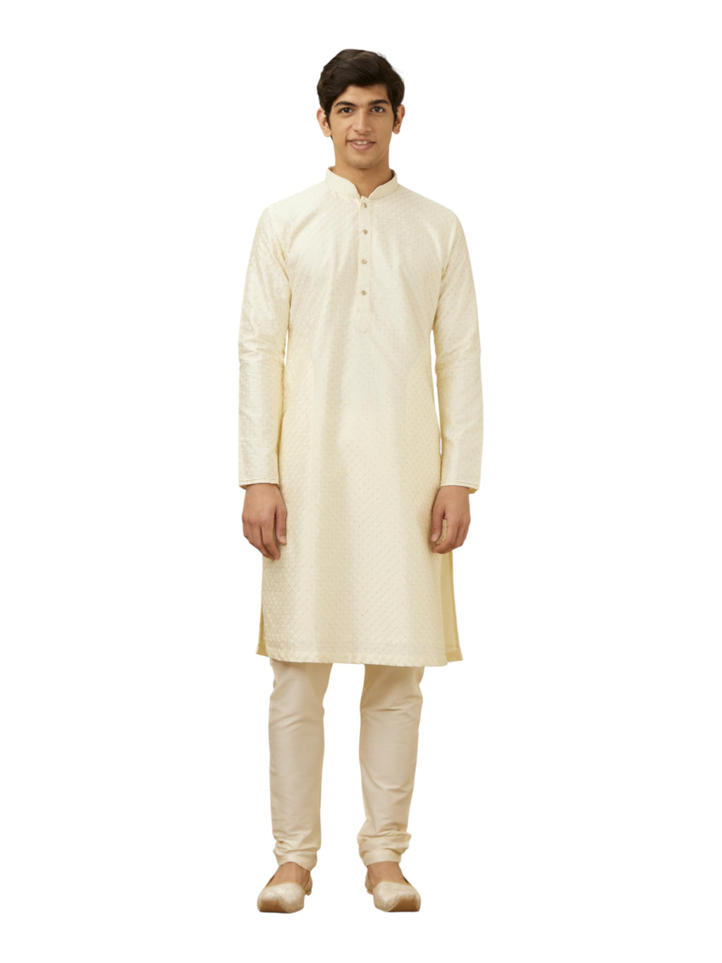 Manyavar Mens Crisp White Kurta Pajama (Warm White,XL)