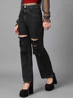 Kotty Women High Rise Cotton Lycra Distressed Jeans