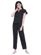 Clovia Crepe Womens Top & Pajama Pajama Set Regular Pajamas (Ls0530P13_Black), Medium