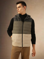 Dennis Lingo Men Regular Fit Ployseter Colorblock Sleeveless Hooded Padded Jackets