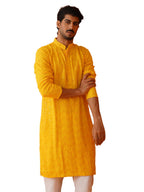 Jompers Mens Embroidered Sequined Viscose Straight Kurta Pyjama Set