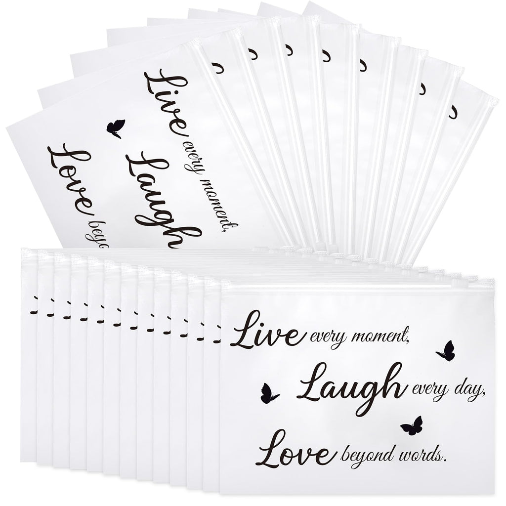 100 Pcs Inspirational Gifts for Girls Women Travel Cheer Makeup Bag Bulk Loved Quotes Cosmetic Bags with Zipper Thank You Encour